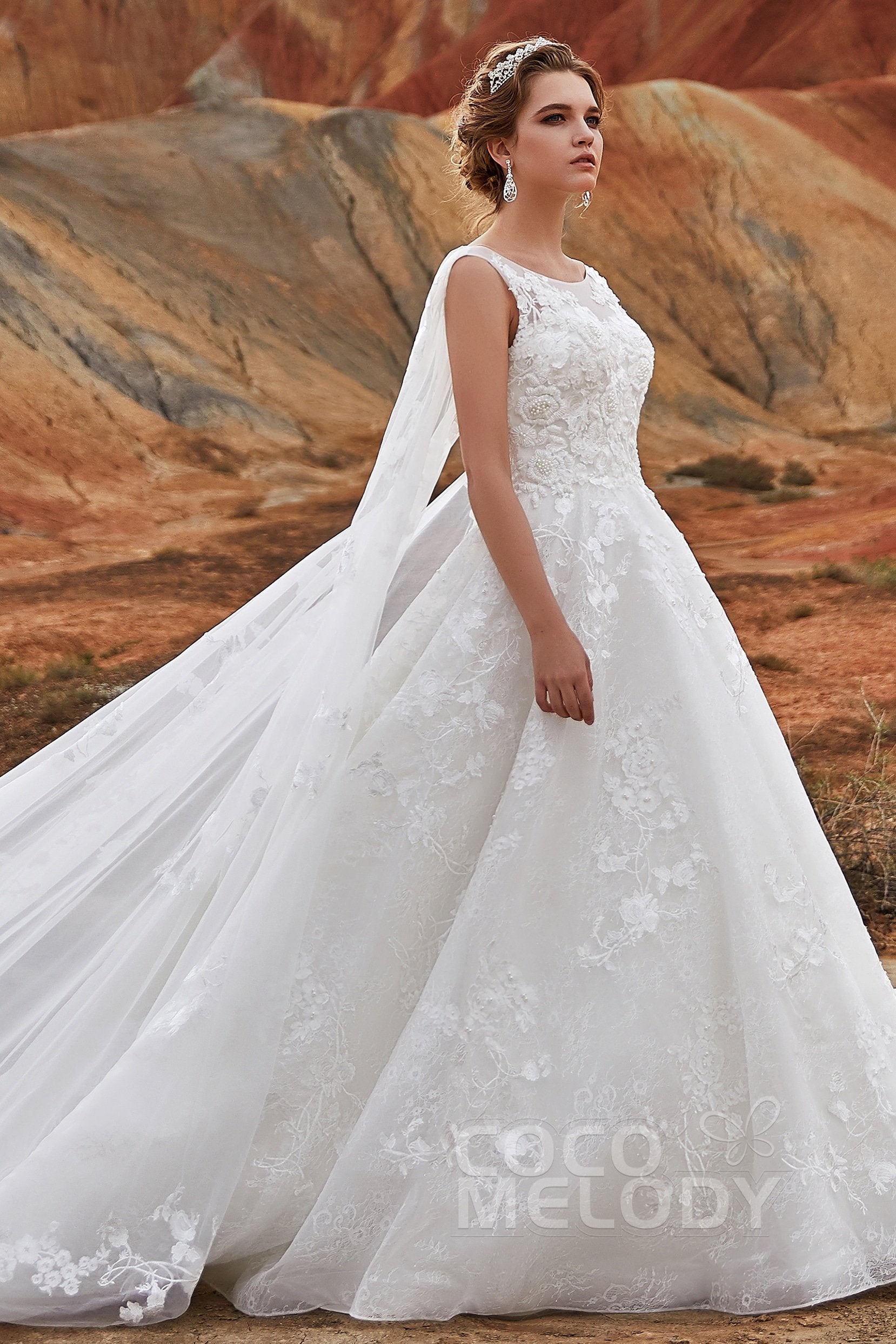 Charming Natural Cathedral Train Lace Wedding Dress LD5766 60 Days Ivory US8 UK10 EUR38