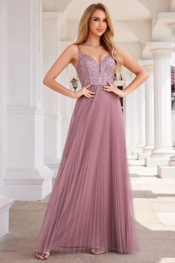 A-Line Floor Length Glitter Bridesmaid Dress CB0726 – COCOMELODY