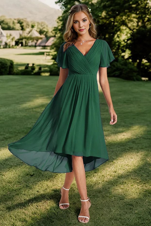 Ruffled Chiffon outlets A-Line Dress