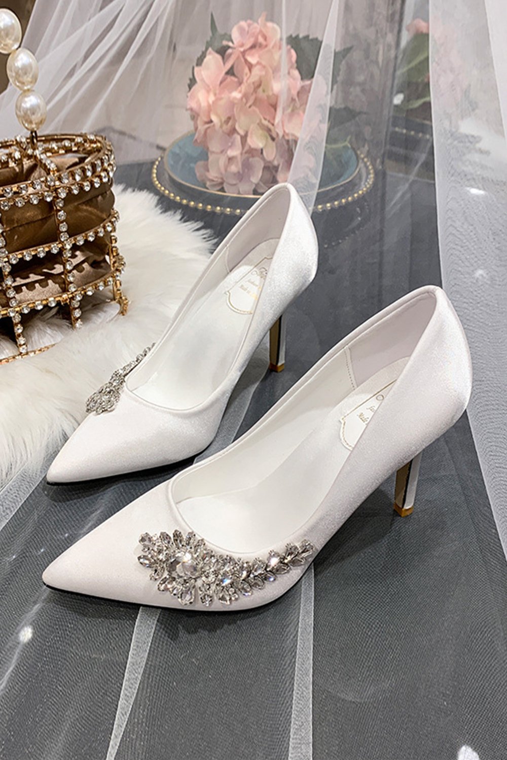 Stiletto Heel 9cm Satin Heels Bridal Shoes CK0129 COCOMELODY