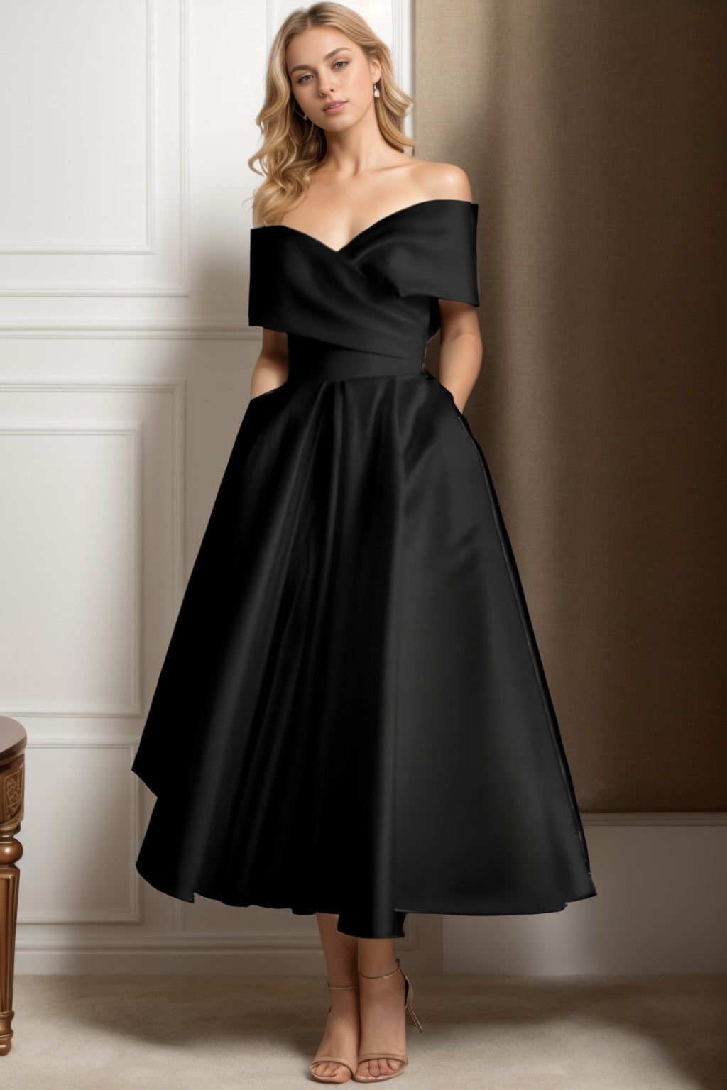 Ankle length black dress online