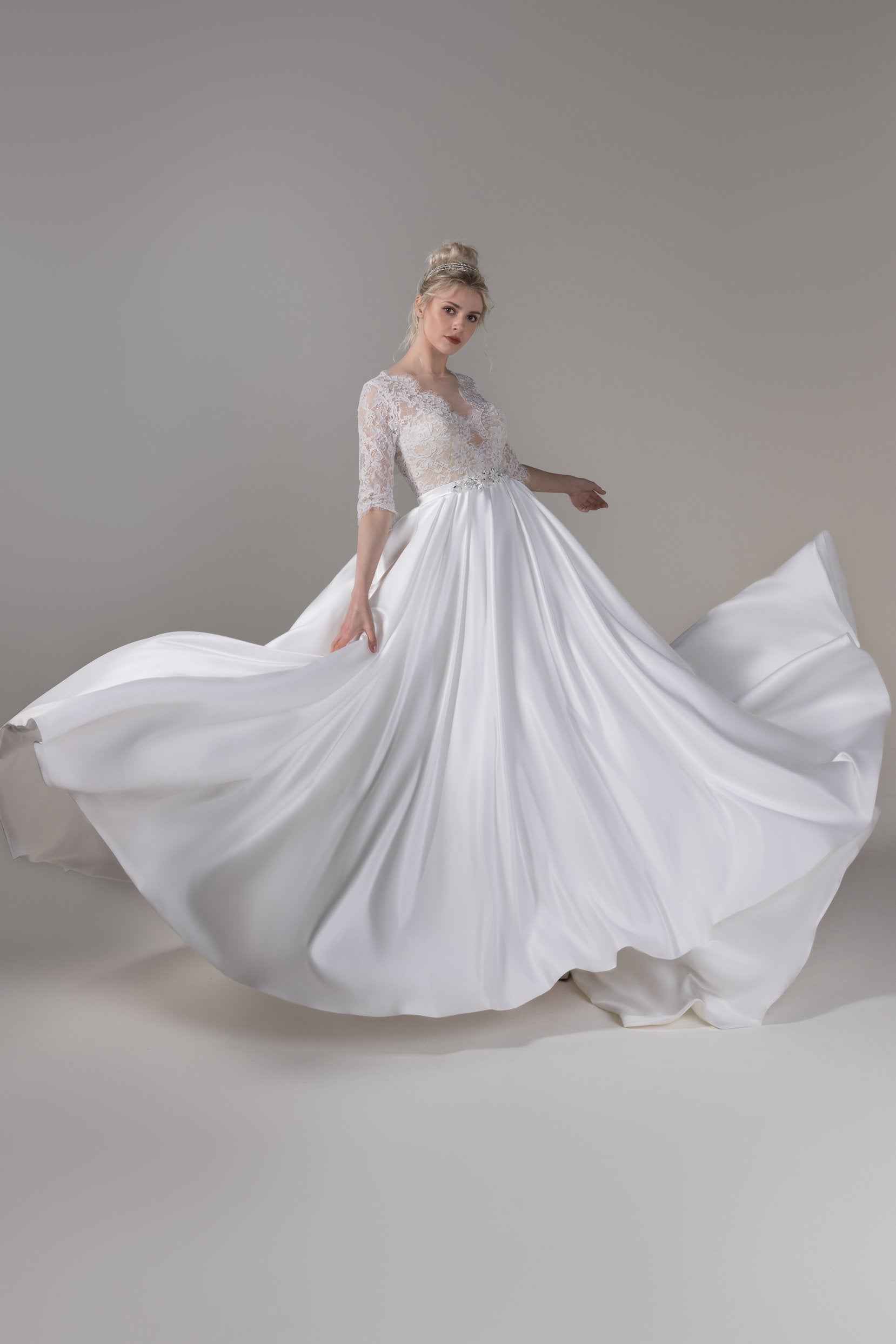 Traditional Half Sleeve Wedding Dress