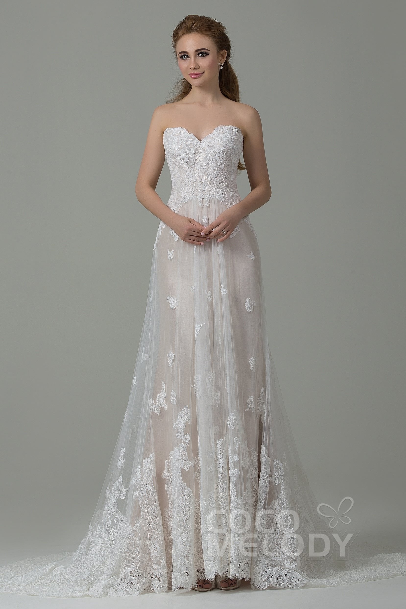 Sheath Column Train Tulle Lace Wedding Dress Cwzt15008 Cocomelody 
