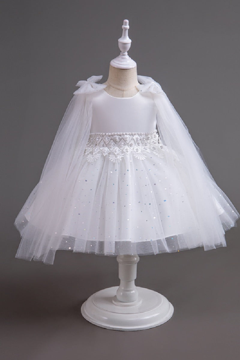 A-Line Knee Length Tulle Lace Flower Girl Dress 778906166482