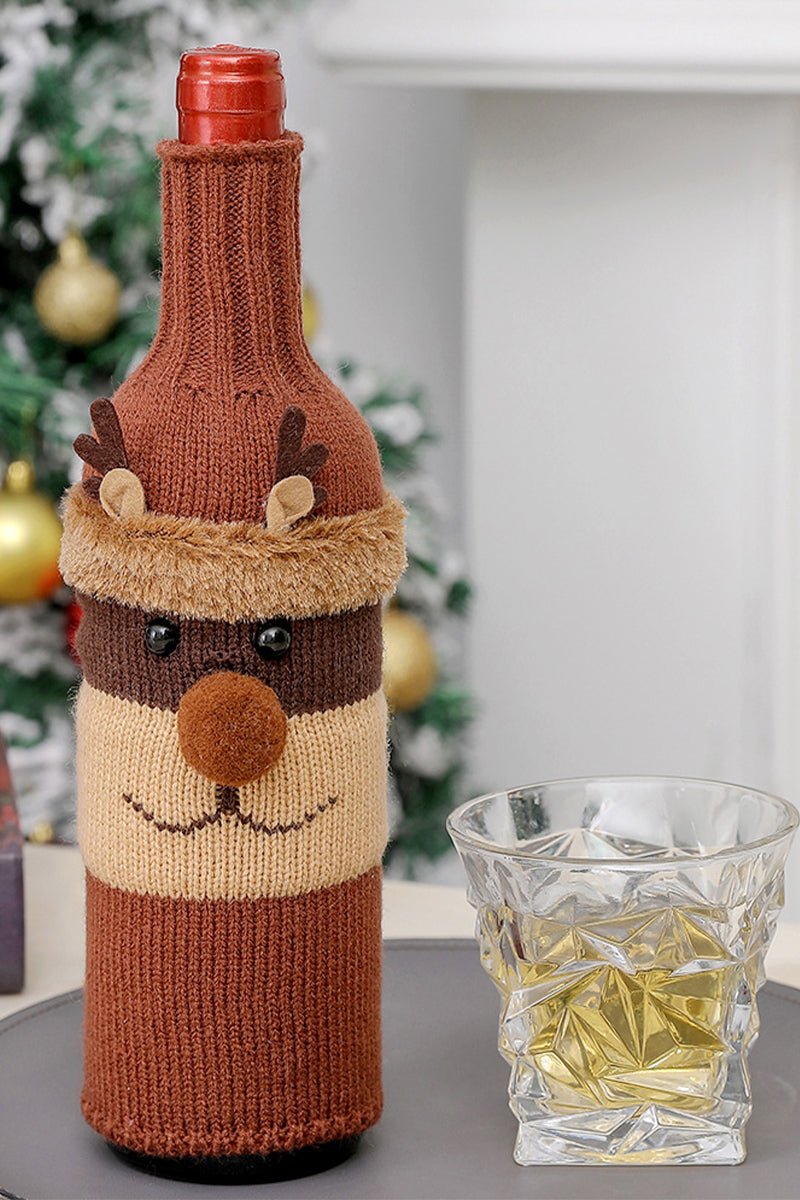 Christmas decorations wine knit bottle set holiday scene layout  644790993151