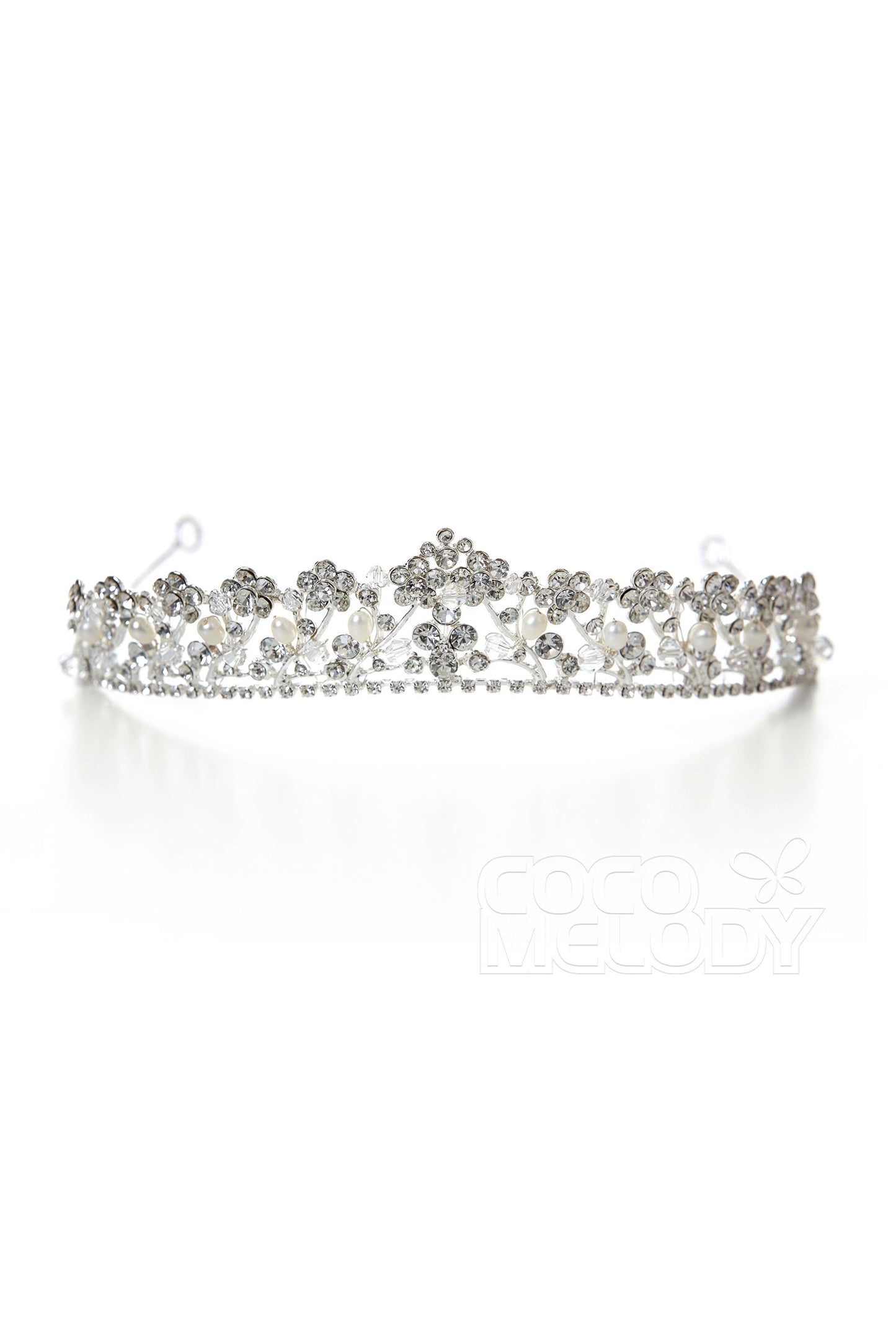 Luxurious Cubic Zirconia Tiara with Imitation Pearl CR17006