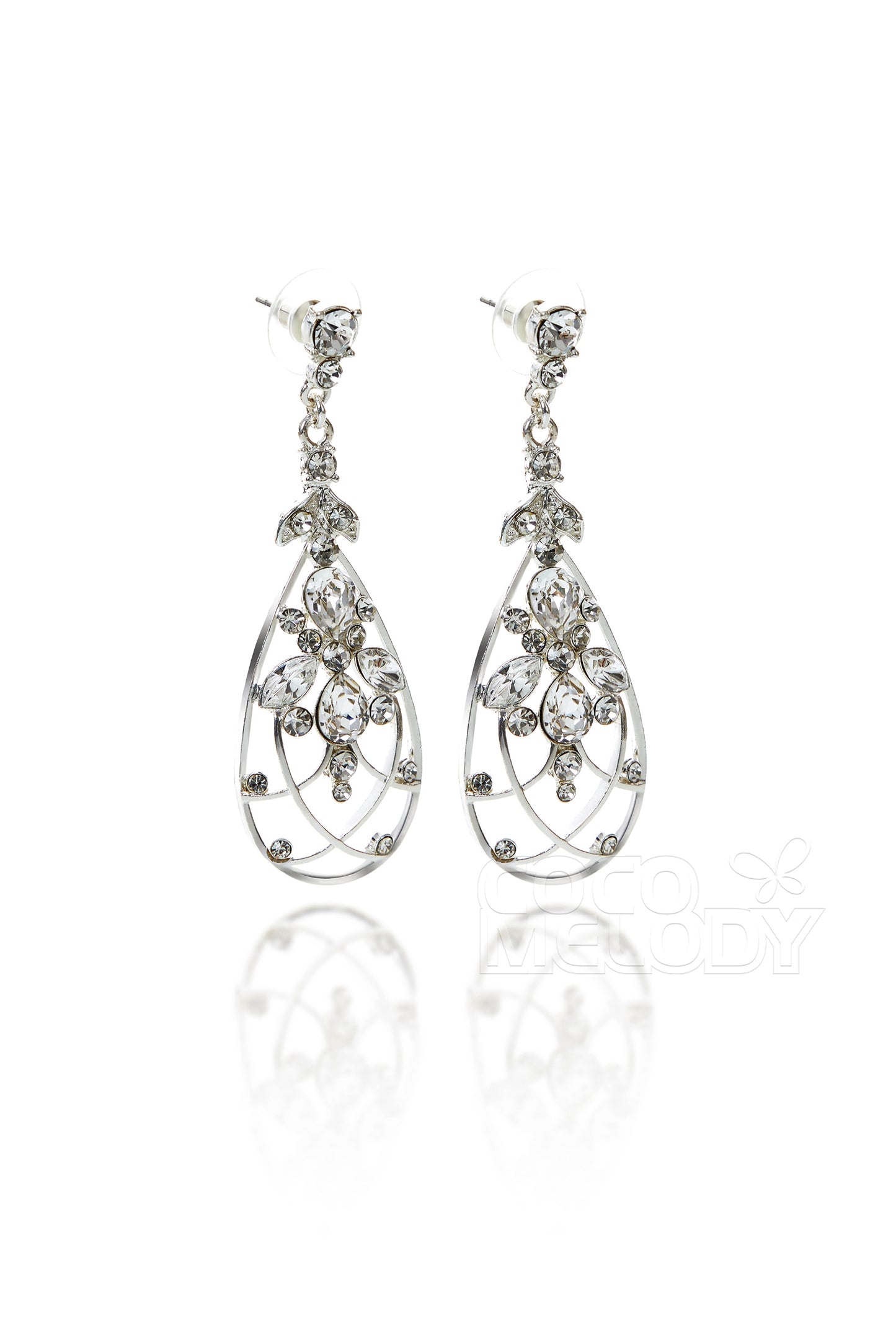 Silver Cloud Alloy Wedding Earrings with Rhinestone HG17010