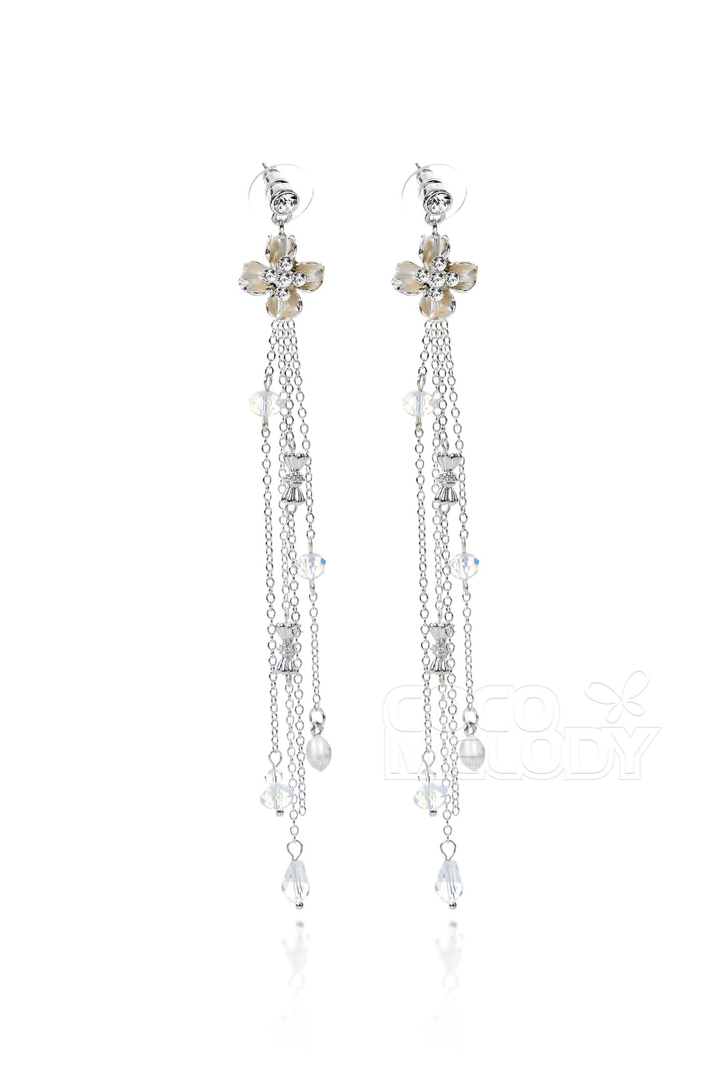 Silver Cloud Alloy Wedding Earrings with Rhinestone HG17002