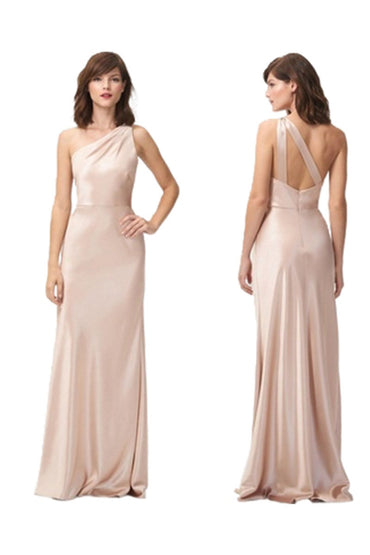 A-Line Maxi Elastic Silk like Satin Bridesmaid Dress 838180096858