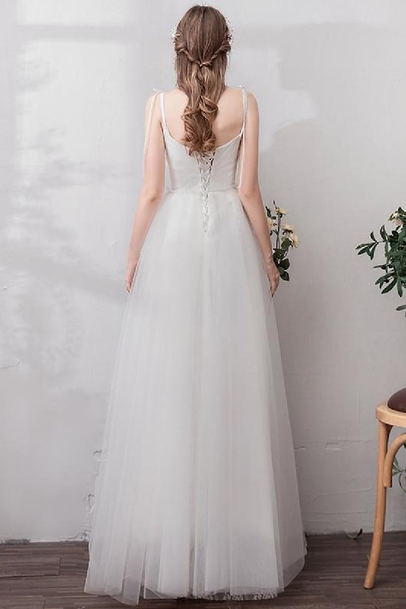 A-Line Floor Length Tulle Wedding Dress 725272414681