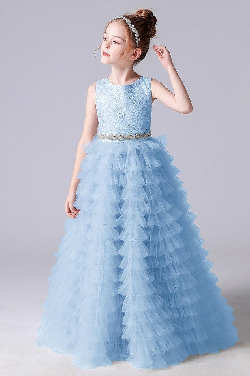 A-line/Princess Scoop Neck Sleeveless Tulle Flower Girl Dress 671801710383