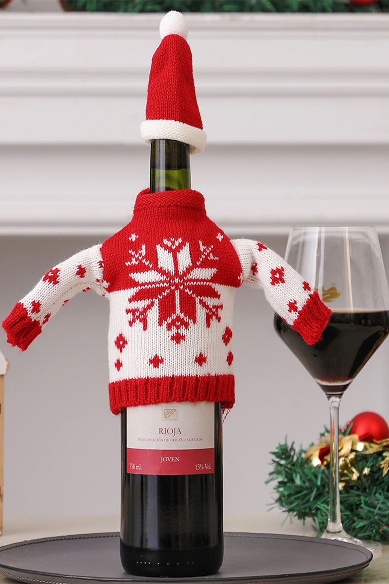 Christmas decorations wine knit bottle set holiday scene layout   807308392160