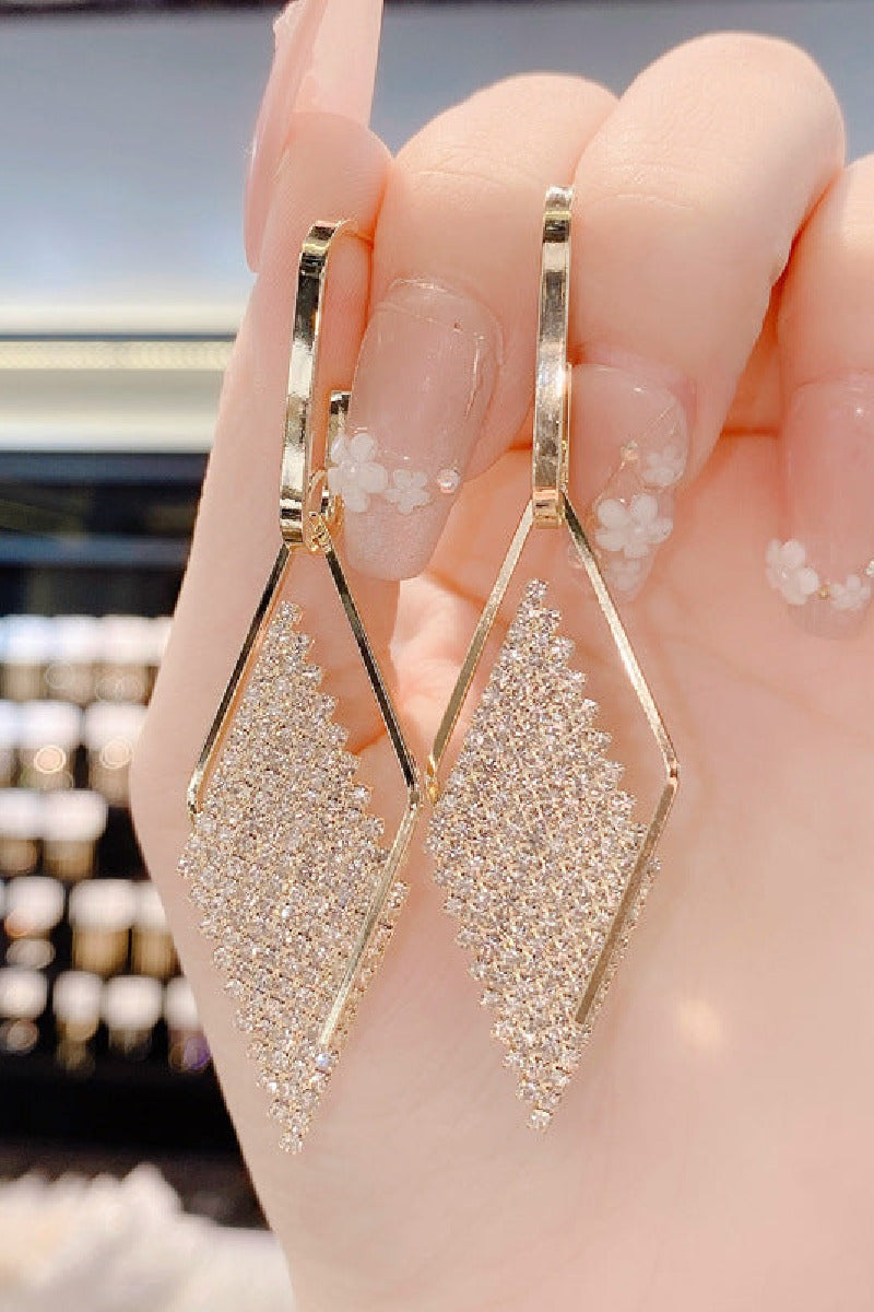 Full diamond geometric earrings 651717894595