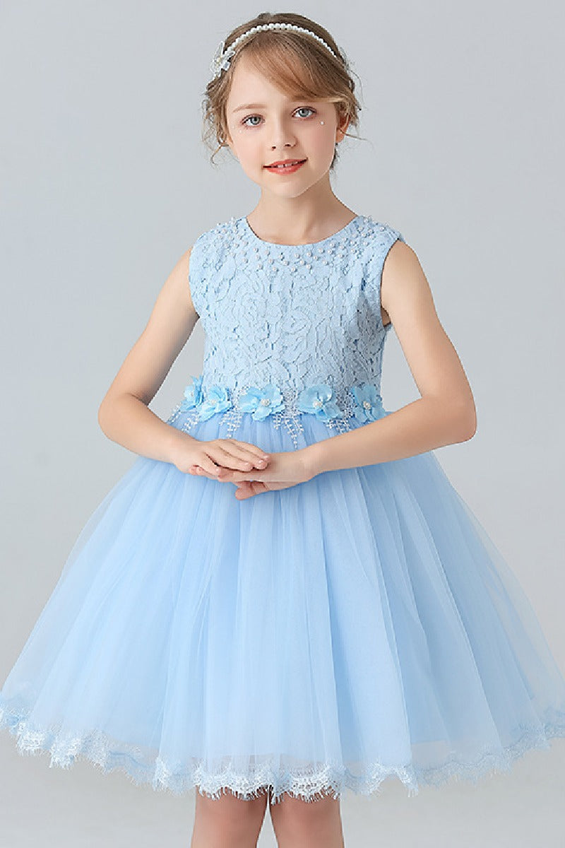 Ball-Gown Scoop Neck Sleeveless Mini Tulle Flower Girl Dresses 729126795007