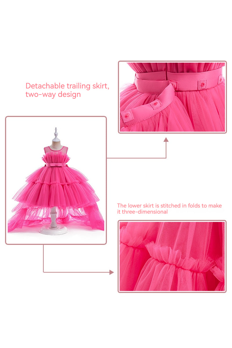 Ball-Gown Square Neckline Knee-Length Tulle Removable tail Flower Girl Dresses 776544998685