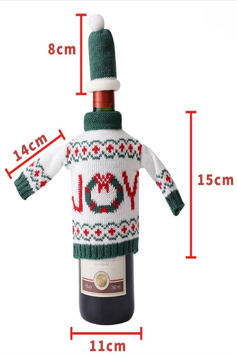 Christmas decorations wine knit bottle set holiday scene layout   807308392160