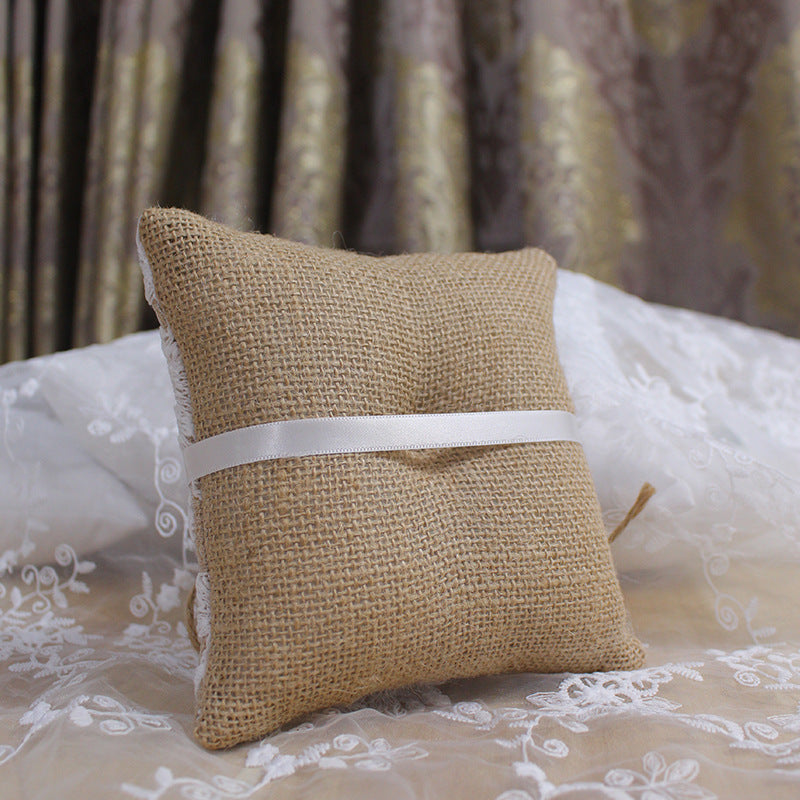 Lace linen bow Ring Pillow 586424559496