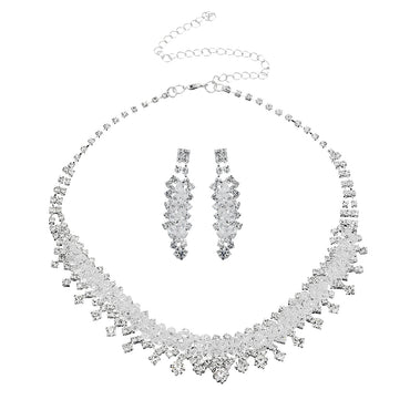 Jewelry Pearl Rhinestone Necklace Earrings 2-Piece Set 526530675260