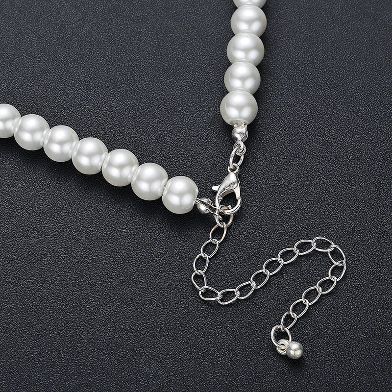Bridal rhinestone pearl earring necklace set wedding accessories 601324768837
