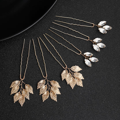 Alloy leaf simple updo hairpin high-grade rhinestone bridal wedding accessories  602380582728