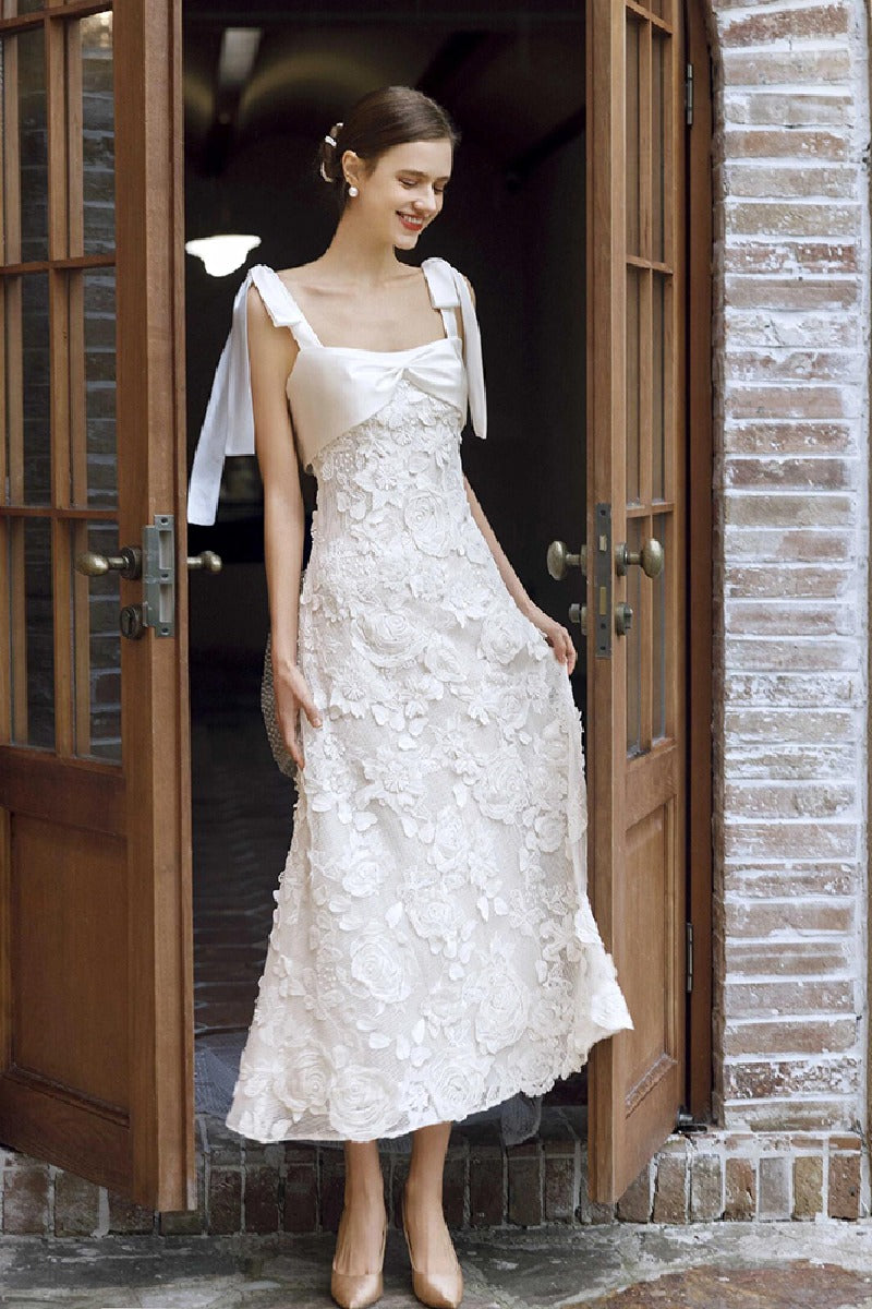 A-Line Ankle Length Lace Wedding Dress 778201084542