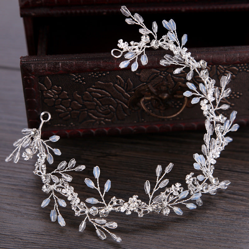 Headwear White crystal handmade headband Bridal Wedding Dress Accessories Bridal Headpieces 606632055117
