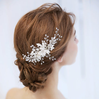 Handmade flowers for the bride Combs pearl headband wedding dress accessories 606964140214