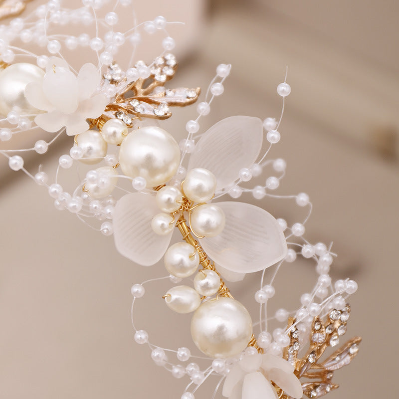 White bridal pearl Headpieces wedding accessories 609189851037