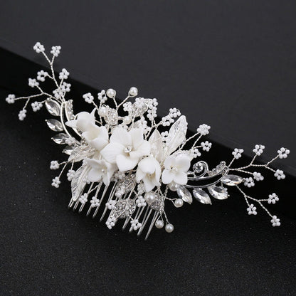 Handmade flowers for the bride Combs pearl headband wedding dress accessories 606964140214