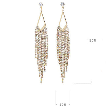 Exaggerated long tassel earrings Fashion geometric drop earrings 731620746741