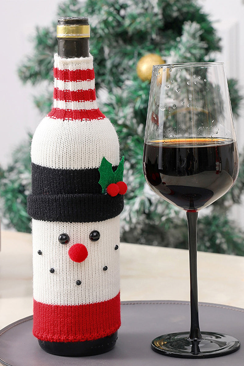 Christmas decorations wine knit bottle set holiday scene layout  644790993151