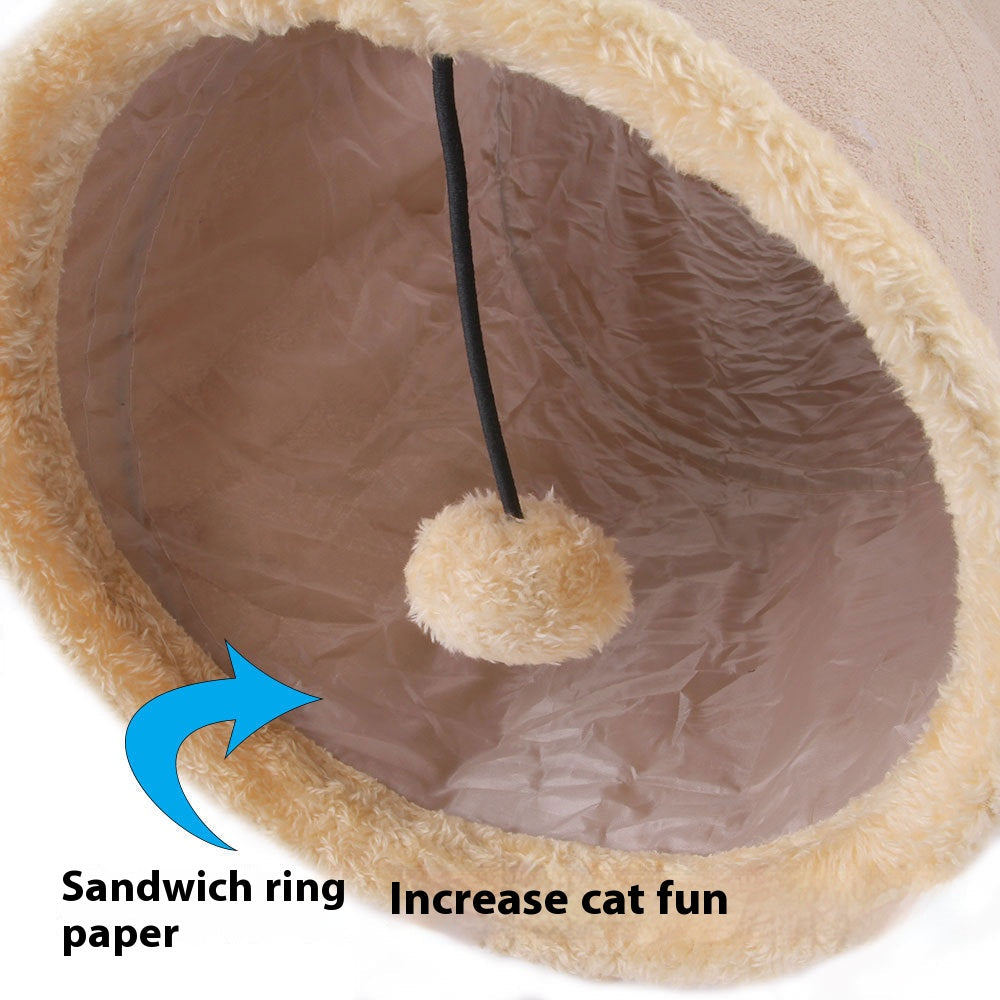 Pet cat aisle can hold folding suede cat pipe puzzle cat toy drill bucket 657151126511