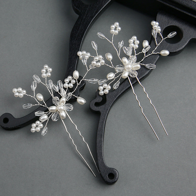 Pearl Bridal headpiece White Crystal hairpin Wedding accessories Hairpin Wedding accessories 613386276979