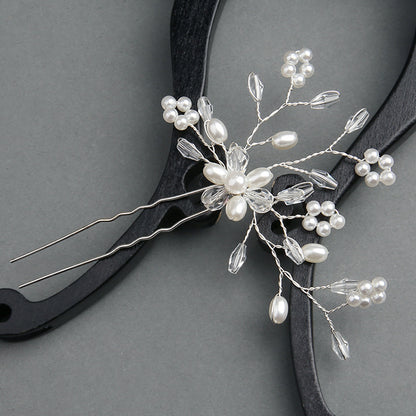 Pearl Bridal headpiece White Crystal hairpin Wedding accessories Hairpin Wedding accessories 613386276979