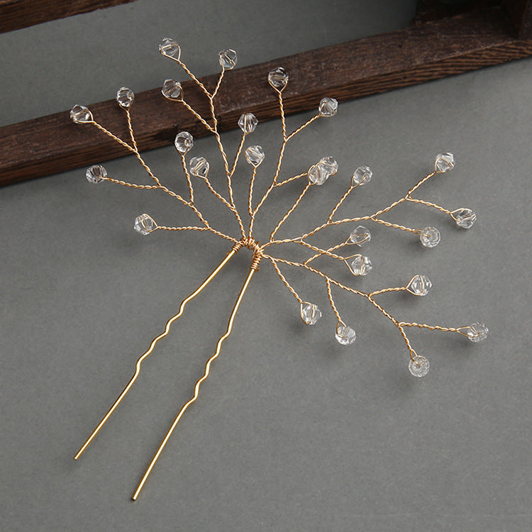 Gold Bridal Headwear Handcrafted Crystal Hair Accessories Wedding Hairpin Accessories set of 2 613908174425