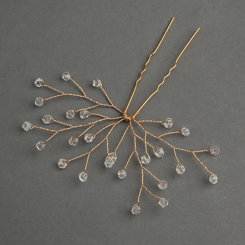 Gold Bridal Headwear Handcrafted Crystal Hair Accessories Wedding Hairpin Accessories set of 2 613908174425