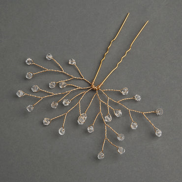 Gold Bridal Headwear Handcrafted Crystal Hair Accessories Wedding Hairpin Accessories set of 2 613908174425