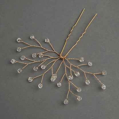 Gold Bridal Headwear Handcrafted Crystal Hair Accessories Wedding Hairpin Accessories set of 2 613908174425