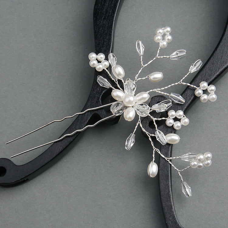 Pearl Bridal headpiece White Crystal hairpin Wedding accessories Hairpin Wedding accessories 613386276979