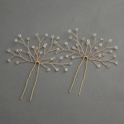 Gold Bridal Headwear Handcrafted Crystal Hair Accessories Wedding Hairpin Accessories set of 2 613908174425