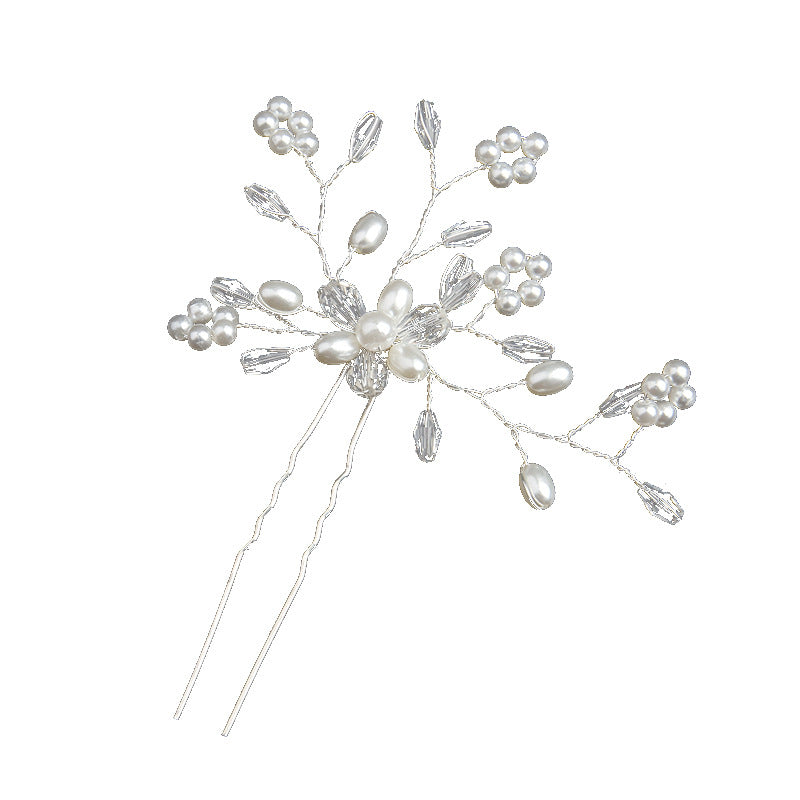 Pearl Bridal headpiece White Crystal hairpin Wedding accessories Hairpin Wedding accessories 613386276979