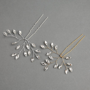 Bridal headwear Handmade Crystal accessories Wedding Hairpin set of 2 613673904361