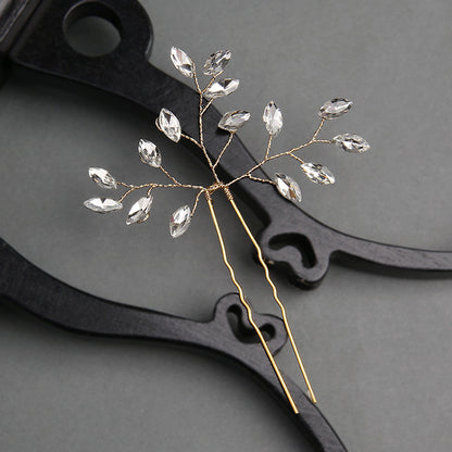 Bridal headwear Handmade Crystal accessories Wedding Hairpin set of 2 613673904361