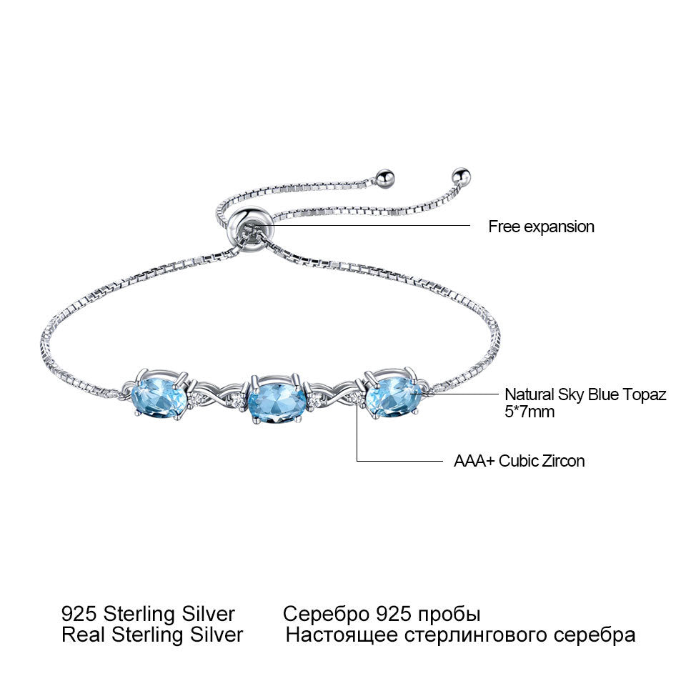 Sky blue topaz adjustable bracelet 615508967871