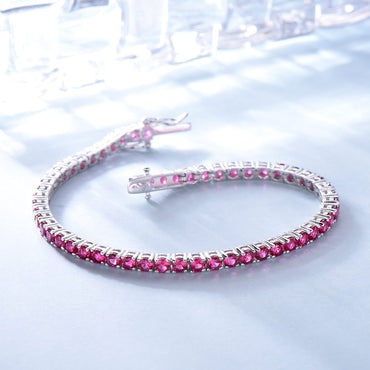 Tennis chain full of diamond ruby bracelet 615185866659