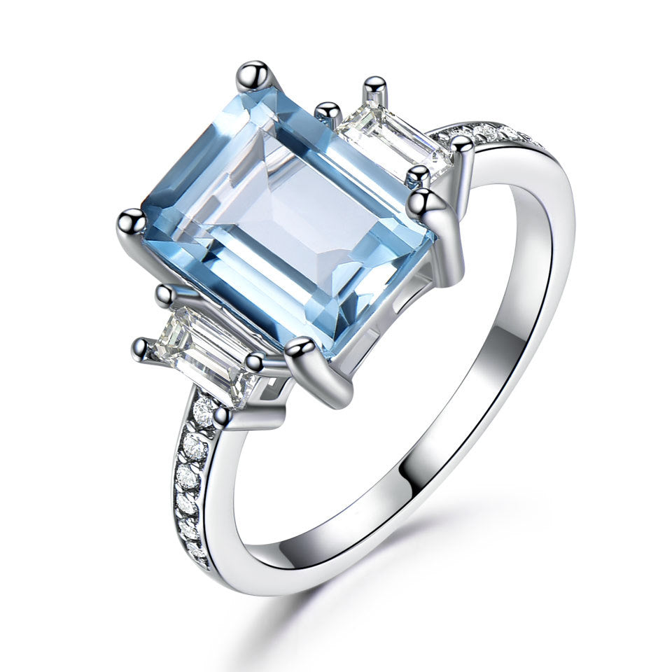 Sea blue topaz ring set with diamond 615734076005