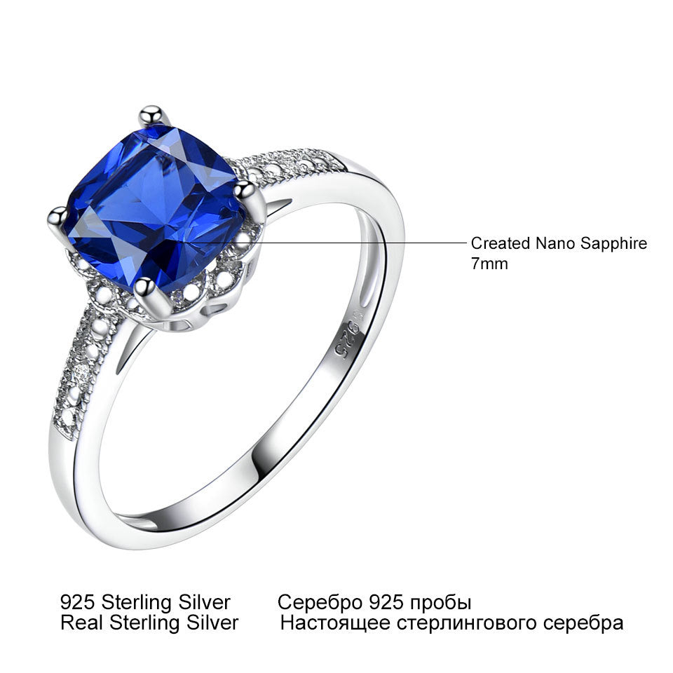 Latest Design Sterling Silver 925 Gemstone Jewelry Ring Blue Sapphire Women Ring  615724208673