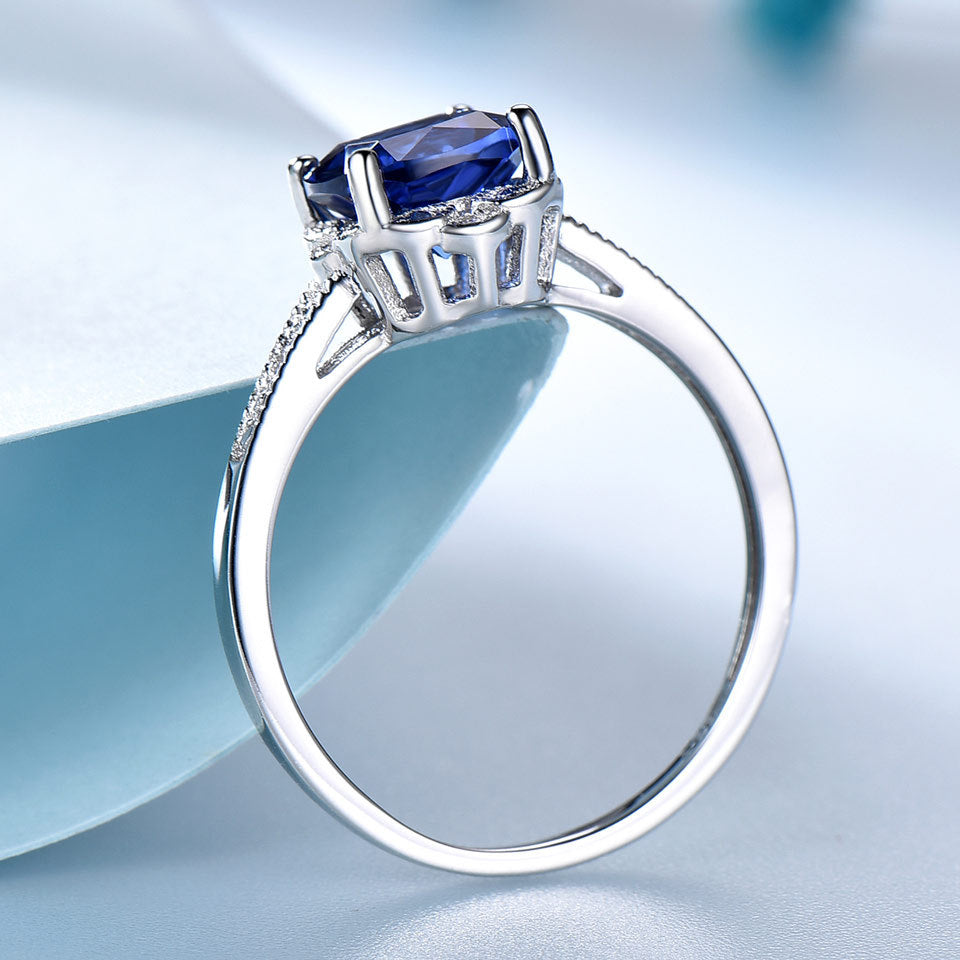 Latest Design Sterling Silver 925 Gemstone Jewelry Ring Blue Sapphire Women Ring  615724208673