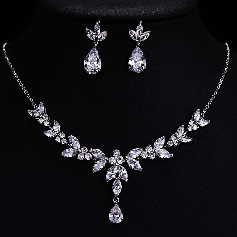 Water Drop Zircon Necklace Bridal Accessory 616165232392