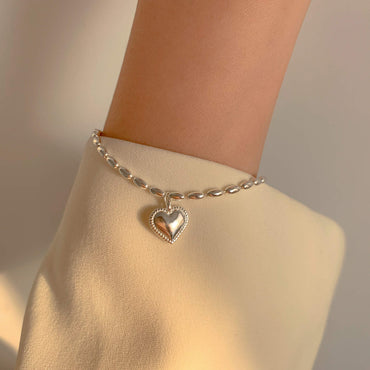 Silver plated rice heart bracelet 616834204190